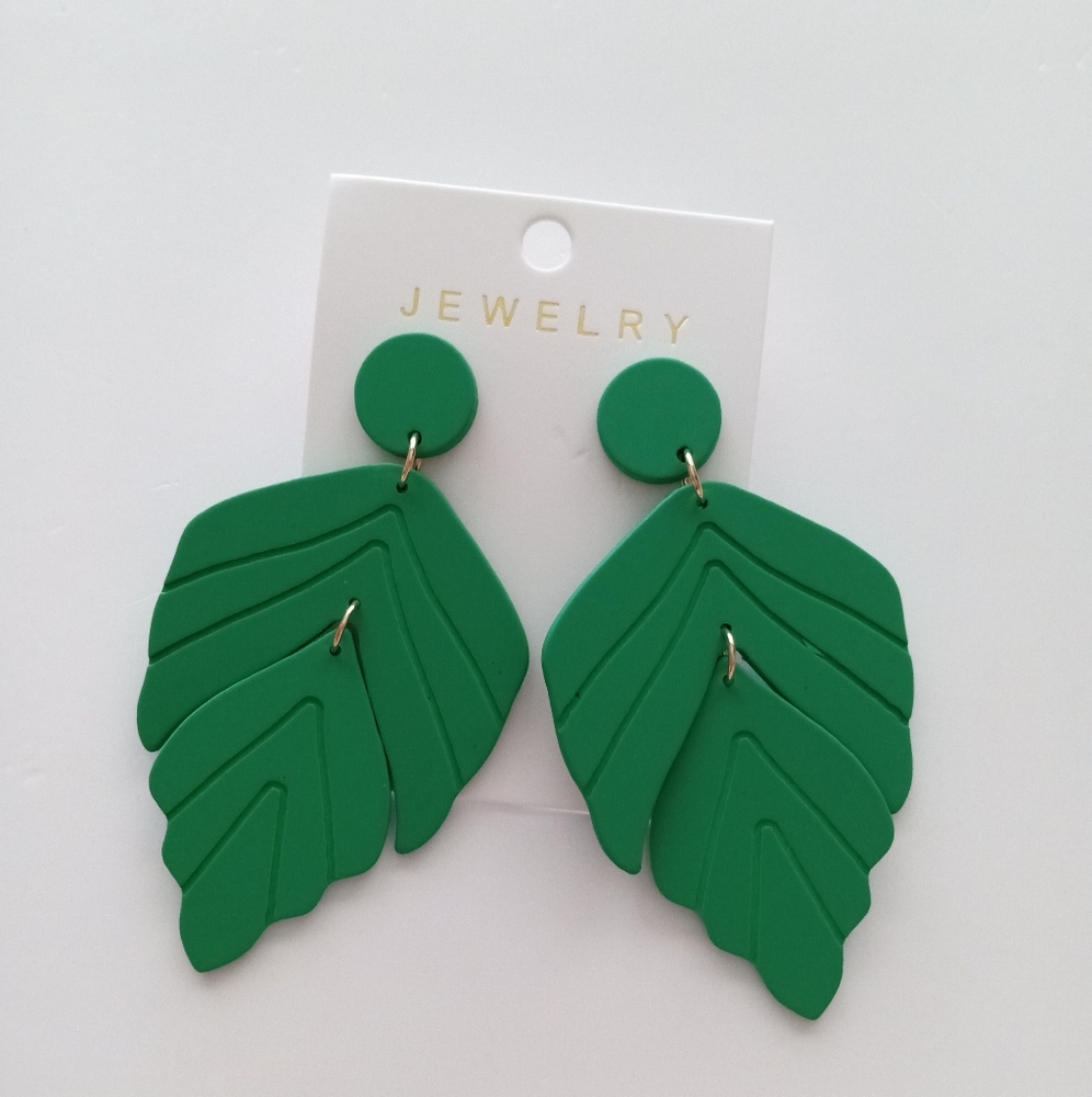 Fashion Jewelry Big Green Dangle Earrings